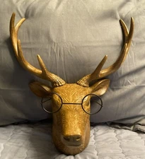 Faux Deer Head Gold Antler Buck. Wall Decor. Wall Hanging. Farm.