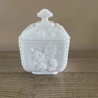 Vintage 5" Milk Glass Candy Jar Westmoreland Square Lid
