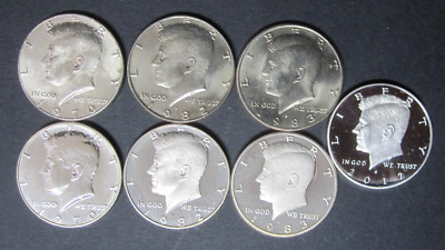 (Lot of 7 Different) Key/Semi Key Scarce Kennedy Half Dollars ~ Silver and Clad
