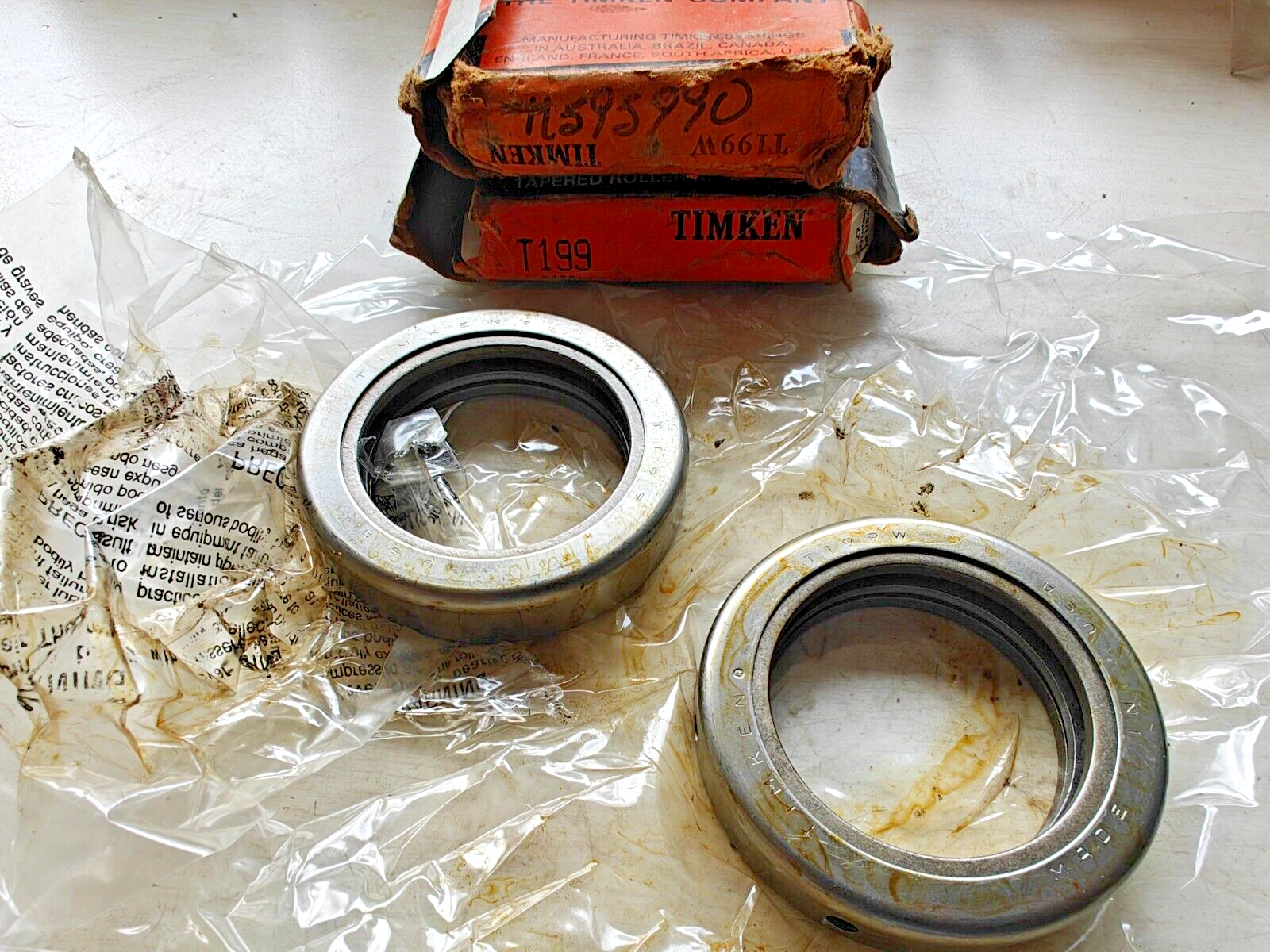 Timken T199 and T199W Tapered Thrust Roller Bearings Set of 2  