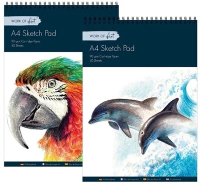 2 Pack A4 Sketch Pad Spiral Book Artist Sketching Drawing Doodling Portrait Art