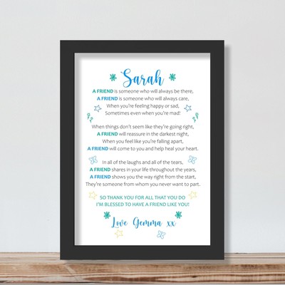 Personalisiert Beste Freundin Gedicht Geburtstagsgeschenk Freundschaft Andenken Geschenk blau