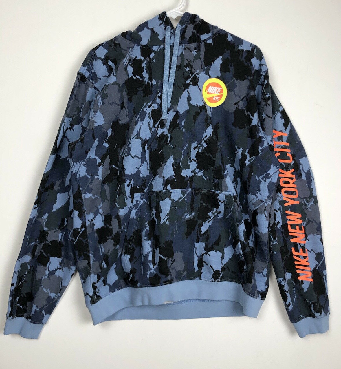 NYC Blue Camo Hoodie Sweatshirt Size 
