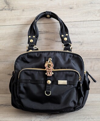 George Gina & Lucy Y2K Black Crossbody Bag Gold Detail GGL