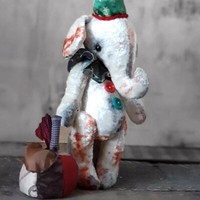 Vintage KüNstler-Elefant Rosa 25 Cm Landhaus Shabby Elefant Stofftier Handarbeit