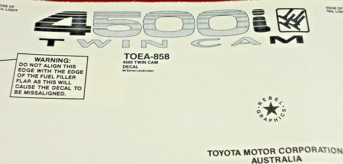 TOYOTA LANDCRUISER 80 SERIES DECAL 4500i TWIN CAM SIDE 1/4 DARK X