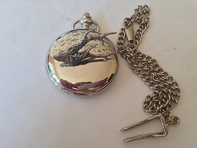 A12 Roe Trophy   polished silver case mens GIFT quartz pocket watch fob 
