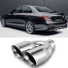 For Mercedes-benz E300 E350 Dual 2.5 Inlet 3.5 Quad Exhaust Tip Pipe Stainless