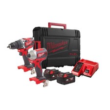 Kit 18V trapano a percussione+avvitatore ad impulsi MILWAUKEE M18CBLPP2A-402C