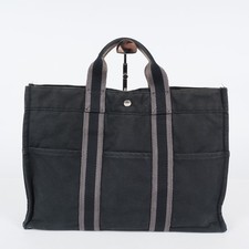 HERMES Paris Fourre Tout Black Coton Canvas Tote Hand Bag Purse 04A31825024