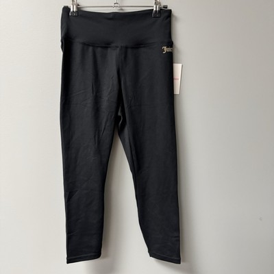 Juicy Couture Sport Deep Black Leggings WMNS Size S Logo Athletic Stretch NWT
