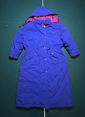 Vintage LL Bean Long Parka Goose Down Puffer Jacket Hooded Women s XL Blue