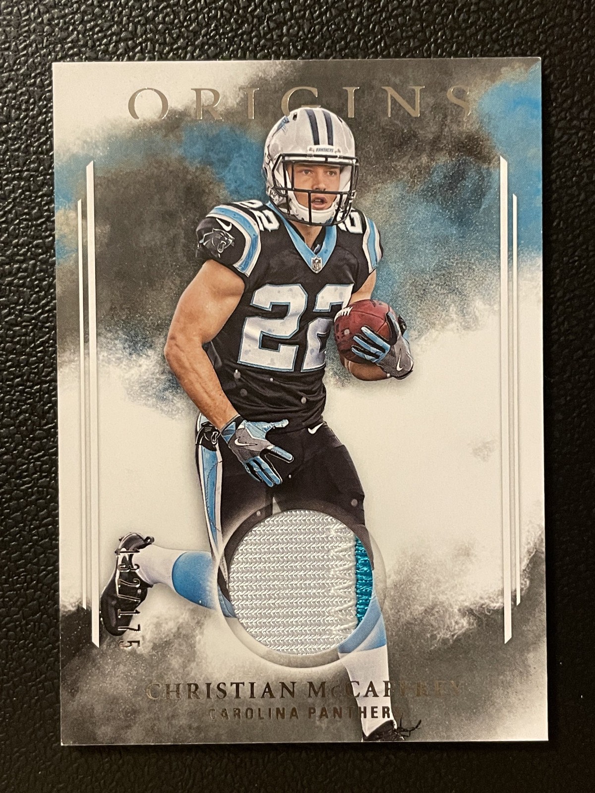 Christian McCaffrey Panini Origins Rookie Patch Relics #RPCM Turquoise