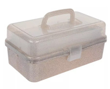 Folding Tray Container  Organizer - Two-Tiered Glitter Craft Storage Box - New
