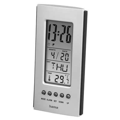 Hama LCD Thermometer Wetterstation Innen Temperatur Digital Uhr Kalender Wecker