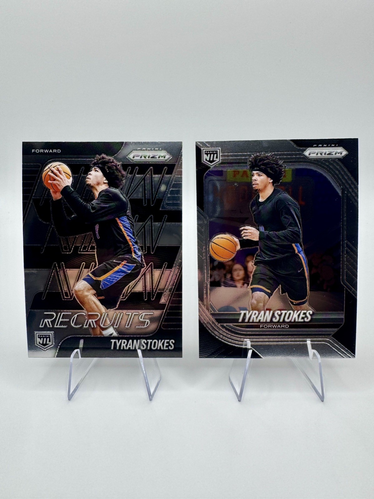 2025-26 Panini Prizm Tyran Stokes 2 Card Lot Recruits & Base NIL 