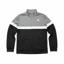 Adidas Boy  s Tiberio 3 Stripes Tricot Jacket Youth Large 14/16 Blk/Wh/Grey