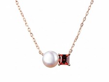 925 Silver Chain Rose Gold Plated Garnet Freshwater Cultured Pearl Elegant Ladies Women 