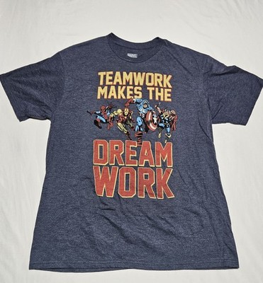 Marvel Avengers L Men Navy Teamwork Makes The Dream Work Graphic Tee T-Shirt