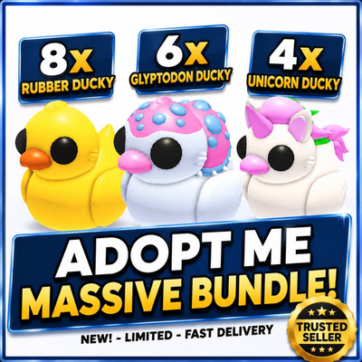 MEGA BUNDLE | 8 RUBBER DUCKY 6 GLYPTODON DUCKY 4 UNICORN DUCKY | ADOPT FROM ME