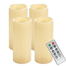 4 Pack 3"x7" Flickering Flameless LED Pillar Candles with Timer/Remote Outdoor