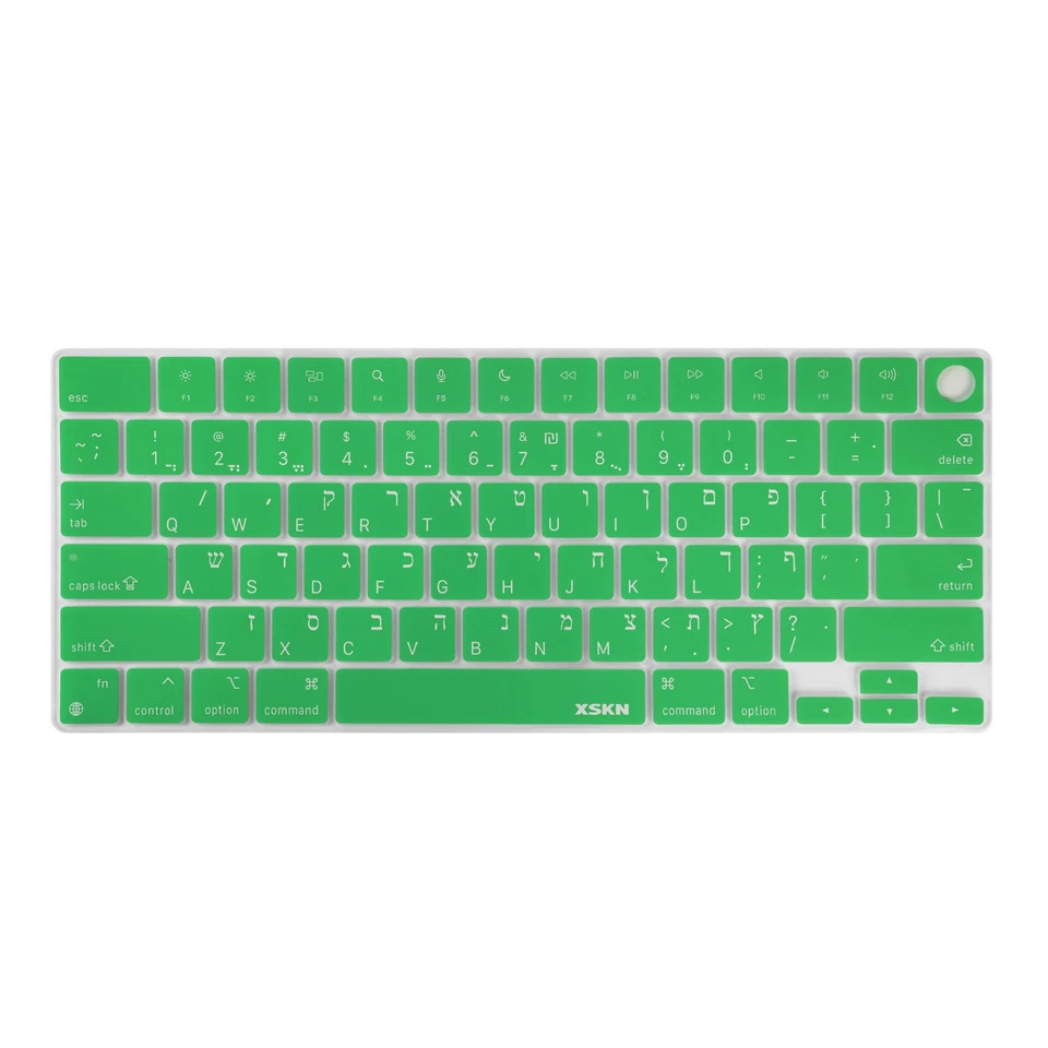 XSKN Green Hebrew Keyboard Cover for 2022-2025 Macbook Air 13.6/Macbook Air 15.3 - Image 2 of 4