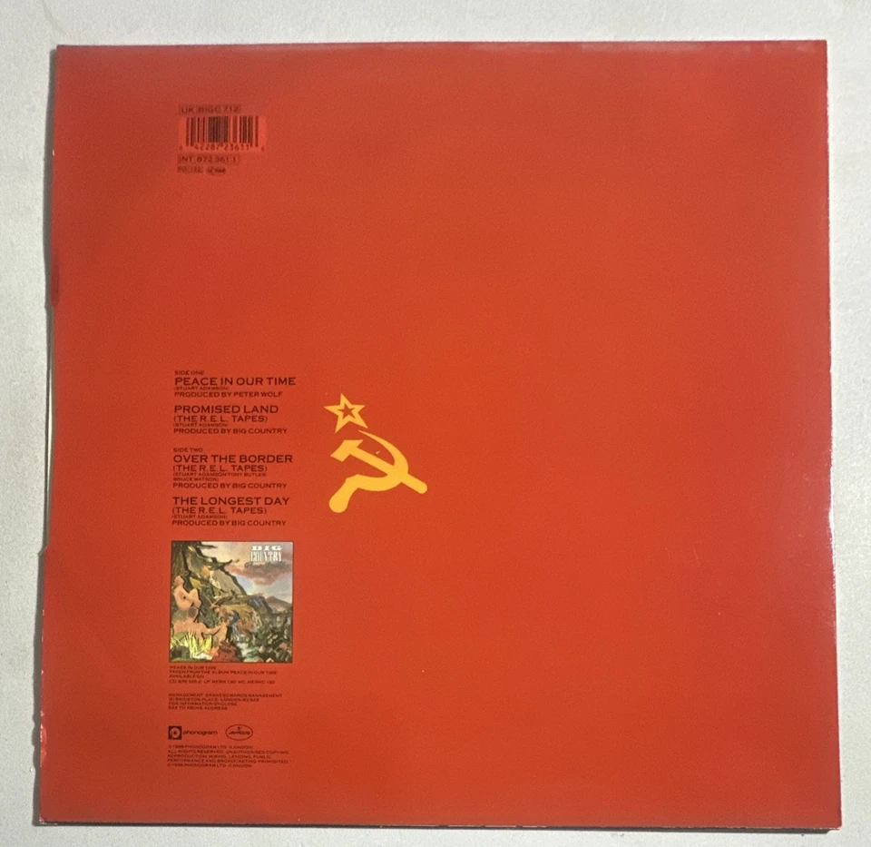 Big Country ~ Peace In Our Time ~ 12” Vinyl Record Single EX / EX Condition - Image 3 of 4