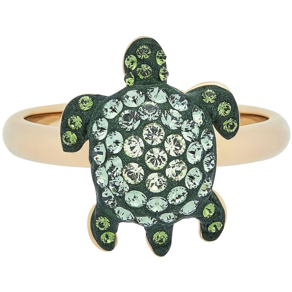 Anillo para mujer Swarovski Mustique Sea Life verde cristal tortuga, talla 6,5 5524497