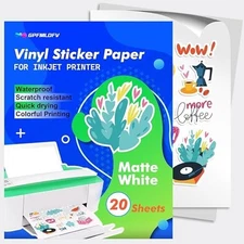 Matte White Sticker Paper for Inkjet Printer 20 Sheets