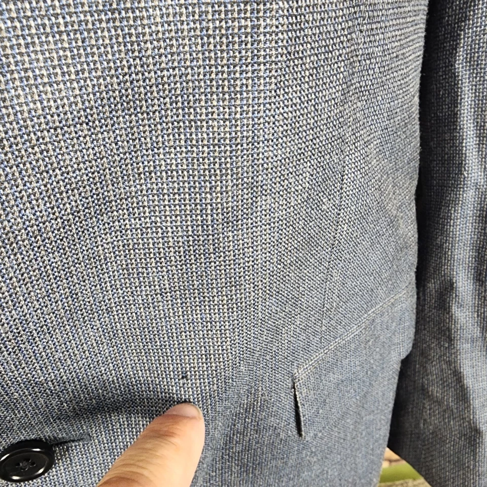 Abrigo Blazer Deportivo Joseph Abboud Para Hombre 40S Gris Tejido Cuadros DV Lana Seda Foto 3 de 4