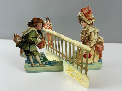 3D Stand Up Valentine Die-Cut Greeting Card To My Love Victorian Lovers Cupid