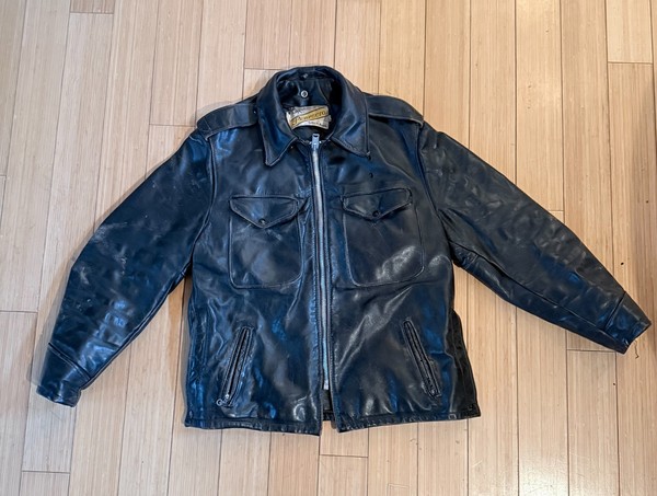 Vintage Schott Perfecto Motorcycle Police NYC Leather Jacket Made In USA Size 42