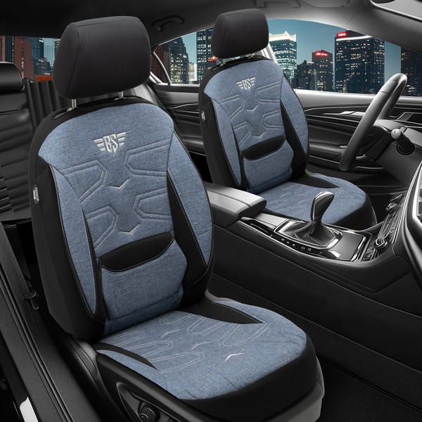 2X SitzbezüGe Passend FüR Mercedes CLS X290 Ab 2018 (Schwarz-Blau) | Prime-image