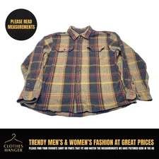 Orvis Flannel Shacket XL Shirt Jacket Heavy Brown Plaid Pockets Work 7892