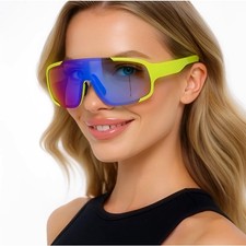 Sport Sunglasses Shield Visor Cycling Running Glasses Neon Yellow Women Lentes