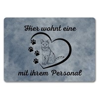 FußMatte In 35X50 Cm Ohne Rand - Hier Wohnt Eine Katze Mit Ihrem Personal