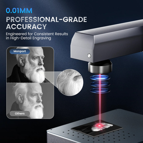 Monport 60W Pro MOPA Fiber Laser Engraver AutoFocus Colorful 3D Marking Machine