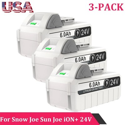 3Pack 24V 6.0Ah for Snow Joe + Sun Joe iON+24VBAT-LTX 24VBAT-LTW Lithium Battery