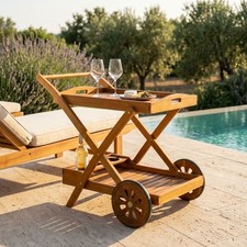carrello da giardino portavivande in legno massiccio di acacia PODIUM