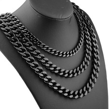 Fashion Black Mens Necklace Stainless Steel Curb Link Chain Necklace Choke