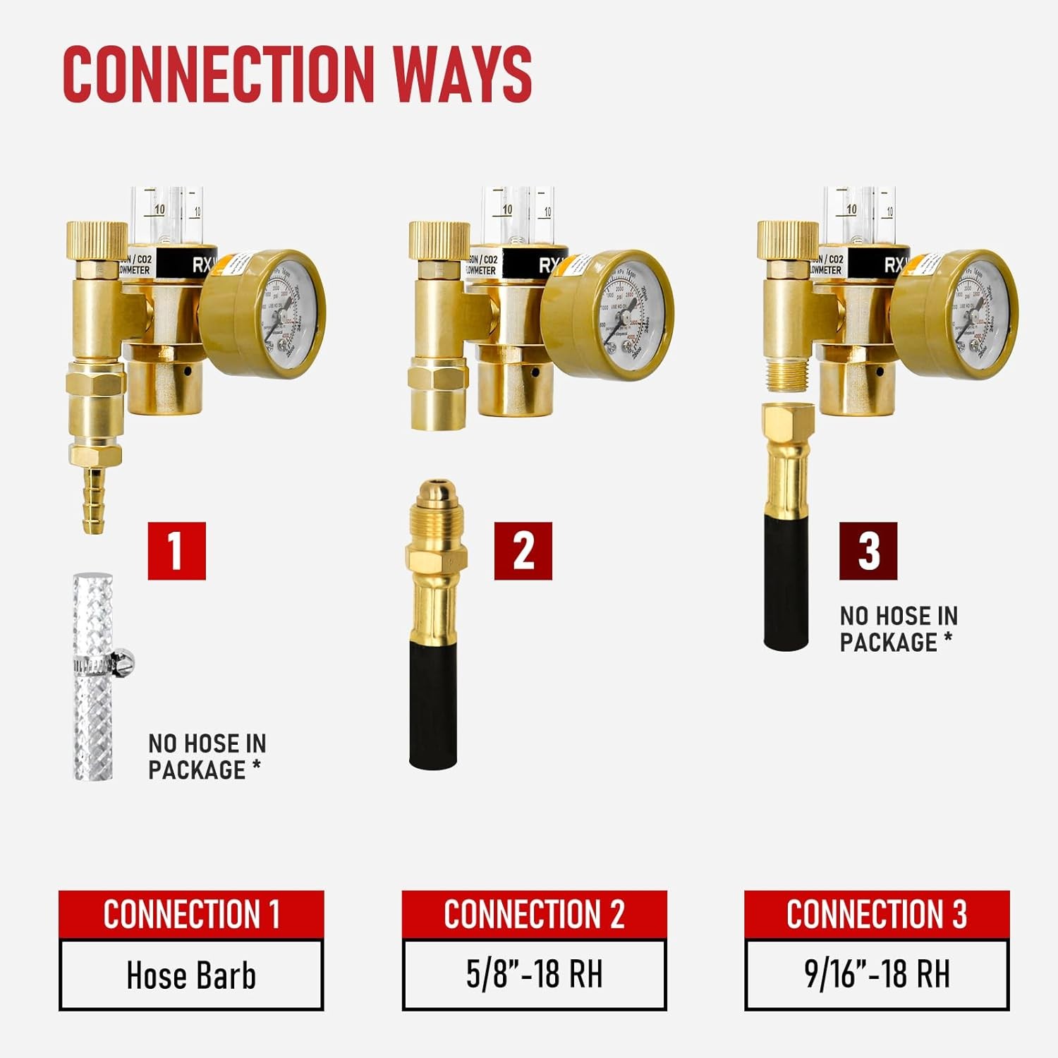 Professional Argon Regulator with Flow Gauge & Complete Hose Accessories