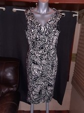 Evan Picone Black And White Wrap Dress Sleeveless Knee Length Size 16 Vintage