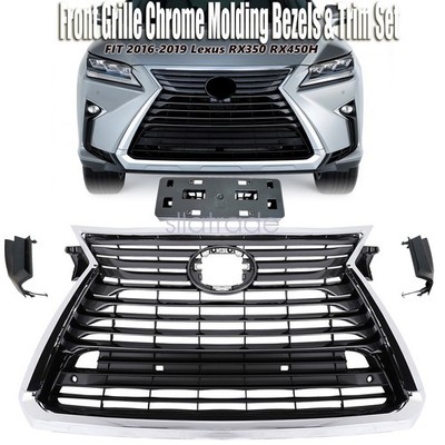 Fit For Lexus RX350 RX450H RX350L 2016-2019 Front Grille Chrome Trim Molding Set