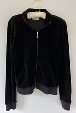 Juicy Couture Hoodie Vintage XL Black Velour Y2K Sweatshirt Track Full Zip NWT
