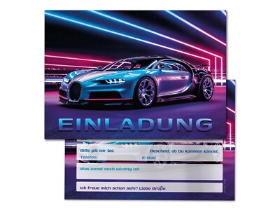 Einladungskarten Einladungen Kindergeburtstag Rennauto Jungen Auto Rennwagen