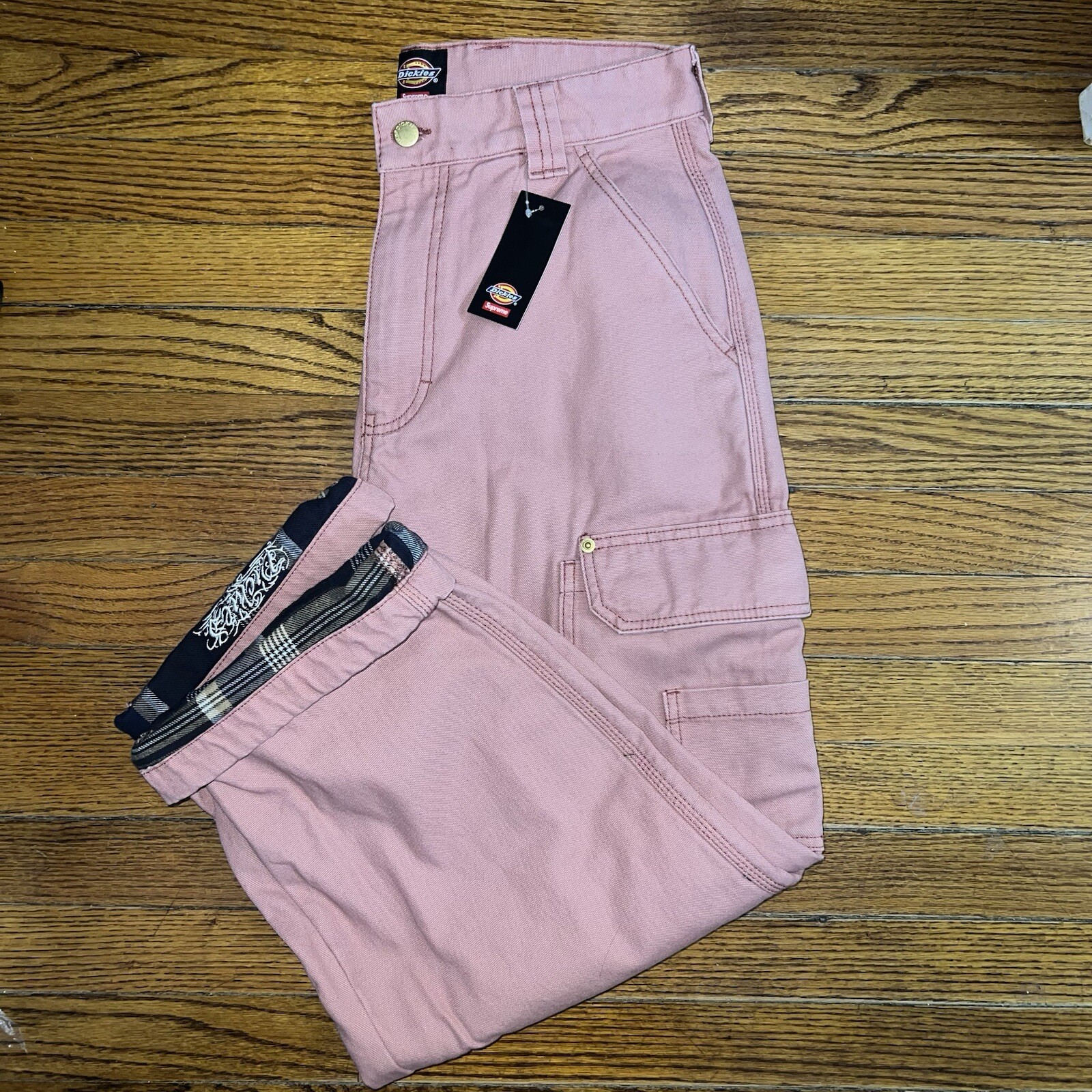 Supreme Dickies Flannel Lined Cargo Pant Pink Size: 30 image 3