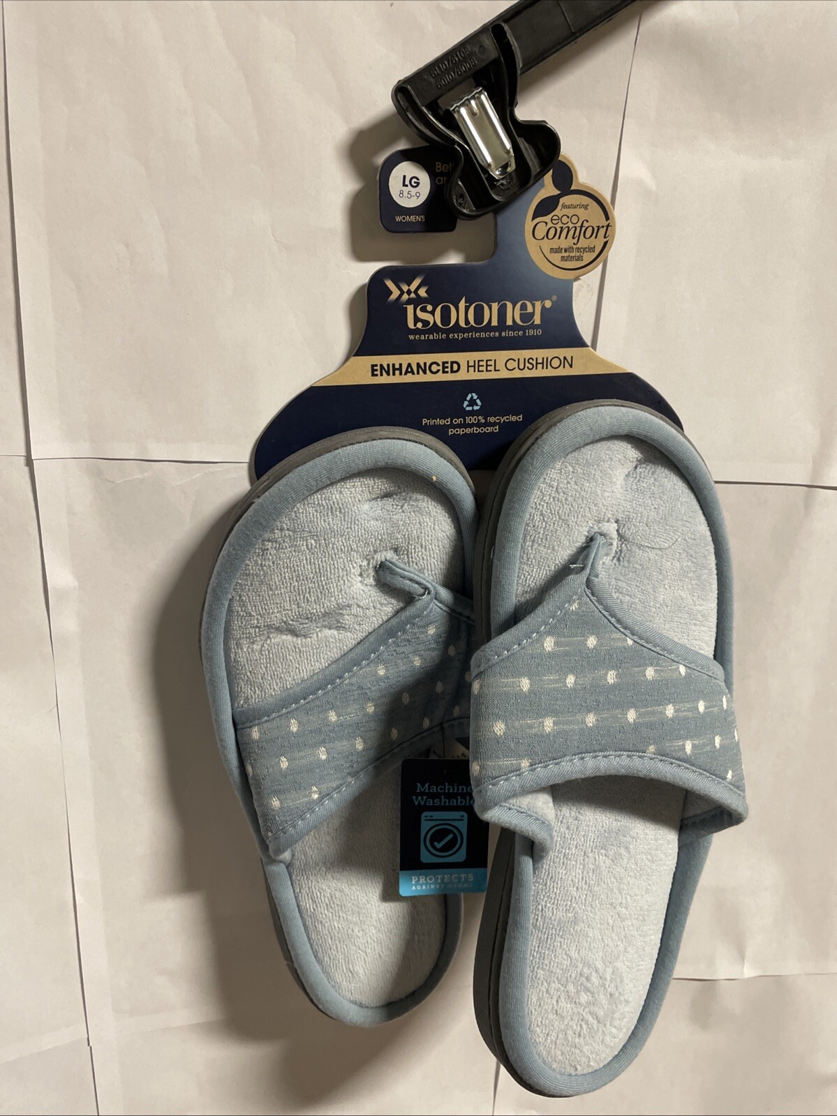Isotoner Memory Foam Flip Flop Slipper Thong House Shoes Slides Size LG 8.5-9-image