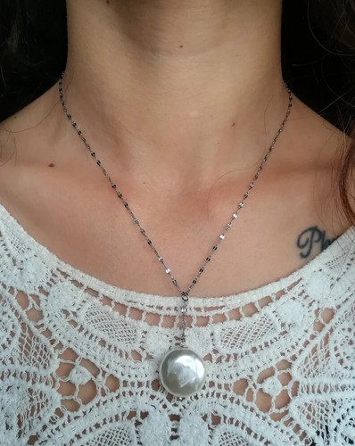 ECHTE BAROCKE PERLENKETTE MIT SÜSSWASSER UND DIAMANT SILBER MINIMALISTISCHES DESIGN