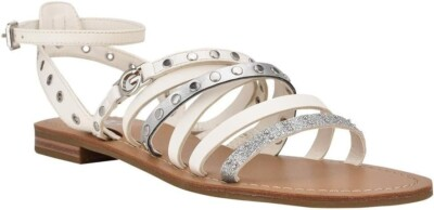 #ad #ad GBG Los Angeles Hoko Womens 9 M White Faux Leather Strappy Sandal NIB ZN8 $13.24