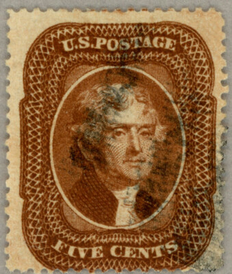US Scott#30 1861 Orange Brown 5c Jefferson, light cancel, sound | eBay display picture 1